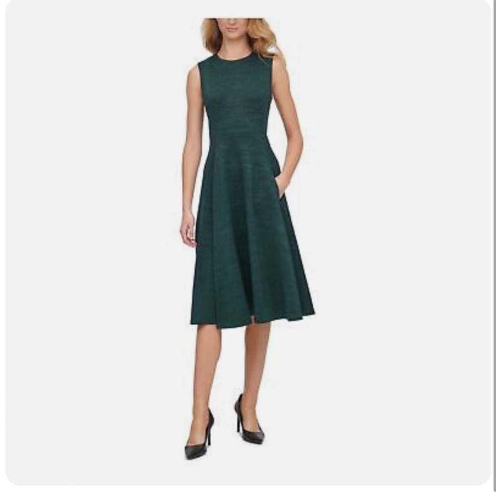 NWT Calvin Klein Green Glitter A-line Dress